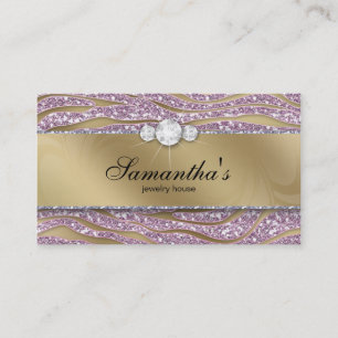 Sparkle Jewelier Business Card Zebra Gold Pink 2 Visitenkarte