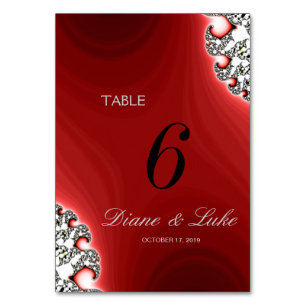 Sparkle Jewelry Red Wedding Menu+Table Card Tischnummer