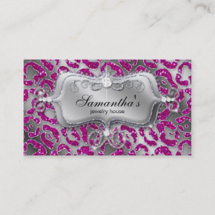Sparkle Juwelier Business Card Zebra Hot Pink Silv Visitenkarte