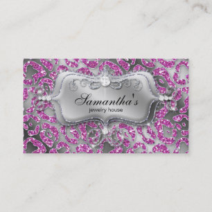 Sparkle Juwelier Business Card Zebra Pink Silver Visitenkarte