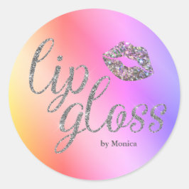 Sparkle Kiss Rainbow Lip Gloss Runder Aufkleber