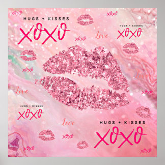 Sparkle Kisses Liebe Valentines Geschenk für sie Poster