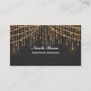 Sparkle Lights Rustic Wood Glam Chic Business Card Visitenkarte