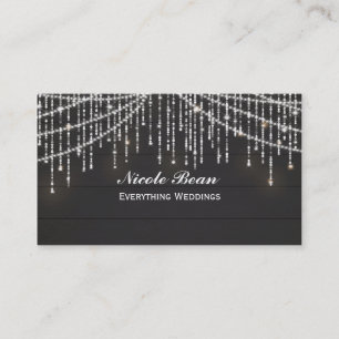 Sparkle Lights Rustic Wood Glam Chic Business Card Visitenkarte