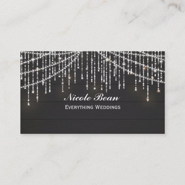 Sparkle Lights Rustic Wood Glam Chic Business Card Visitenkarte (Vorderseite)