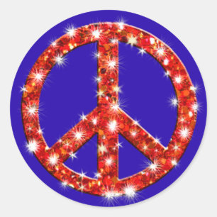 Sparkle Look Peace Sign Runder Aufkleber