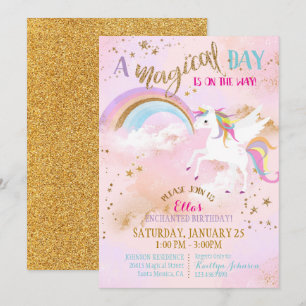 Sparkle Magical Unicorn Pegasus Geburtstag Einladung