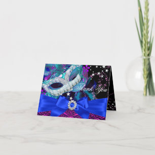 Sparkle Maske & Bow Masquerade Danke Karte