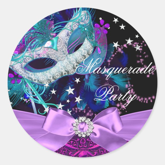 Sparkle Maske & Bow Masquerade Party Sticker (Vorderseite)