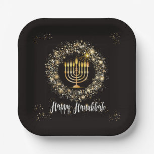 Sparkle Menorah Hanukkah Pappteller