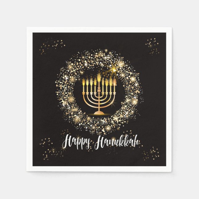 Sparkle Menorah Hanukkah Serviette (Vorderseite)