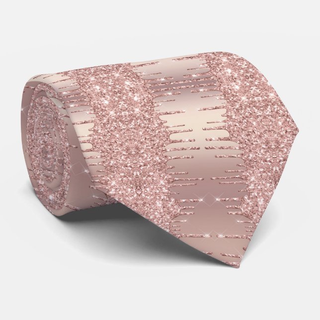Sparkle Neck Tie Rose Gold Blush Glitzer Tropfen Krawatte (Gerollt)