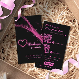 Sparkle Neon Pink Glitzer Herz QR Code Vielen Dank Visitenkarte