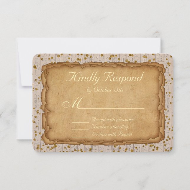 Sparkle Papyrus Alcient Wedding RSVP Karte (Vorderseite)