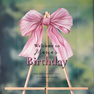 Sparkle Pink Coquette Bow 1. Acrylschild