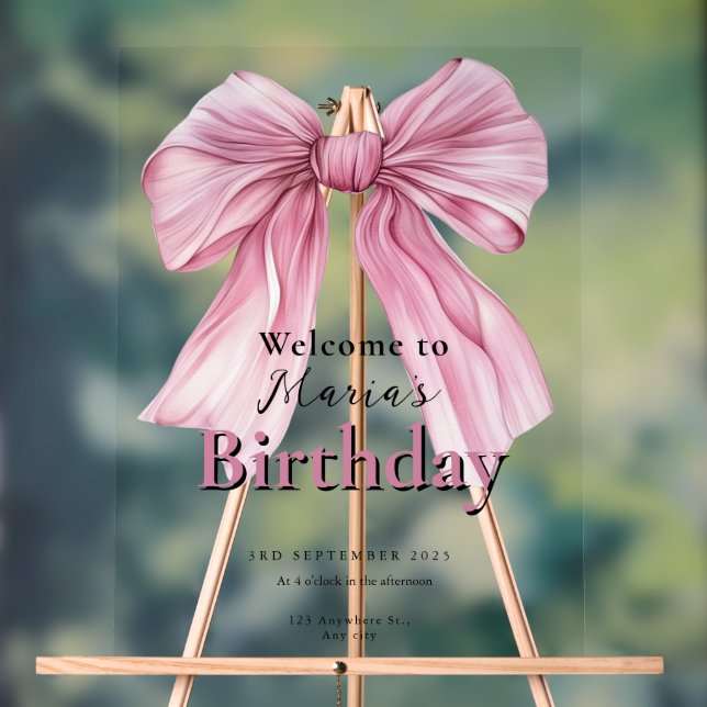 Sparkle Pink Coquette Bow 1. Acrylschild (Neutral)