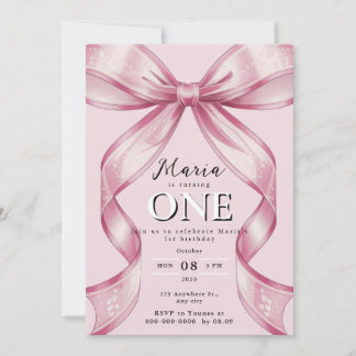 Sparkle Pink Coquette Bow 1. Einladung