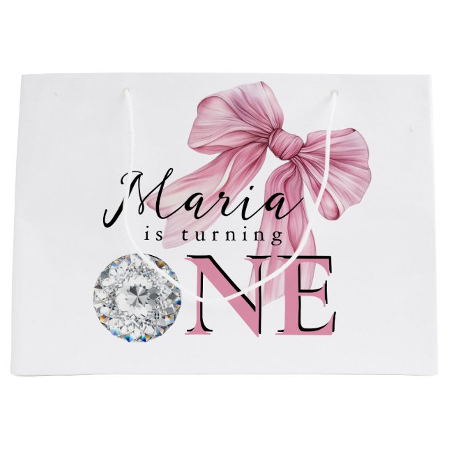 Sparkle Pink Coquette Bow 1. Große Geschenktüte (Vorderseite)