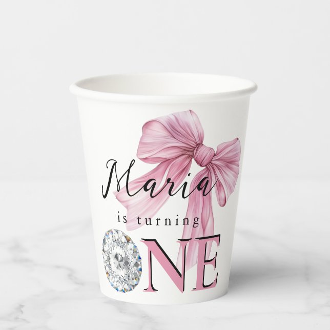 Sparkle Pink Coquette Bow 1. Pappbecher (Vorderseite)