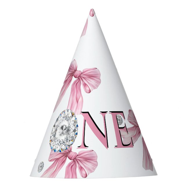 Sparkle Pink Coquette Bow 1. Partyhütchen (Vorderseite)