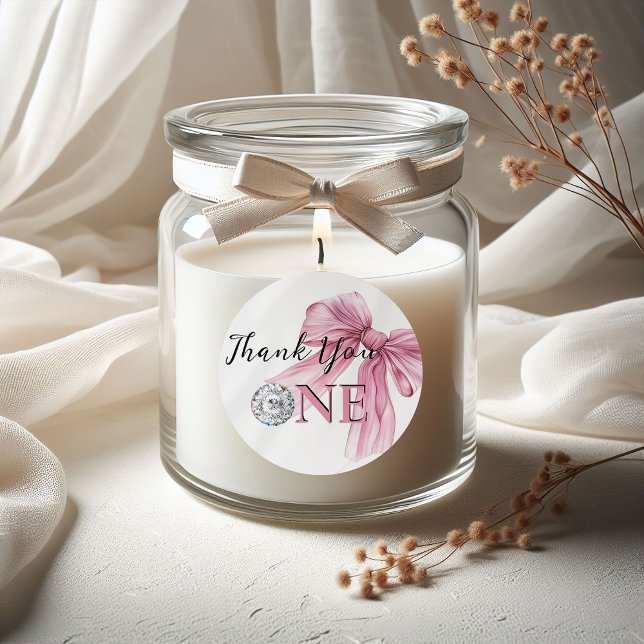 Sparkle Pink Coquette Bow 1. Runder Aufkleber (Von Creator hochgeladen)