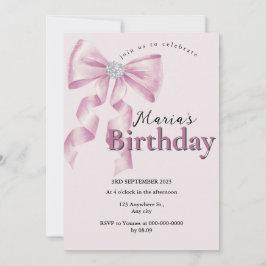 Sparkle Pink Coquette Bow 1st Einladung