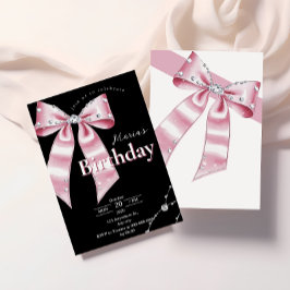 Sparkle Pink Coquette Bow Birthday Einladung