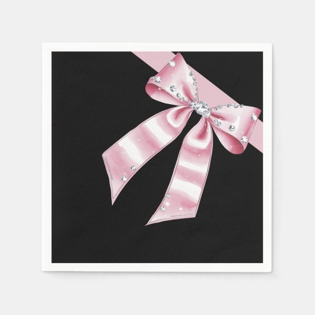 Sparkle Pink Coquette Bow Serviette (Vorderseite)