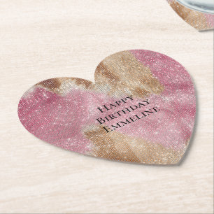 Sparkle Pink Cream Gold Cowgirl Cowhide Birthday Untersetzer