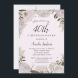 Sparkle Pink Floral 40. Geburtstag Party Einladung<br><div class="desc">Hübscher Blumenladen zum Geburtstag im Kleinen Bayleigh Store! Wir haben Kunstwerke von: www.createthecut.com</div>