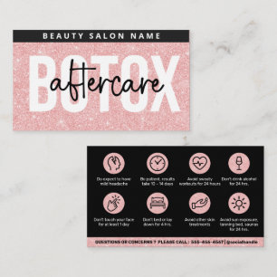 Sparkle Pink Glam Botox Nachsorgeleitfaden Visitenkarte