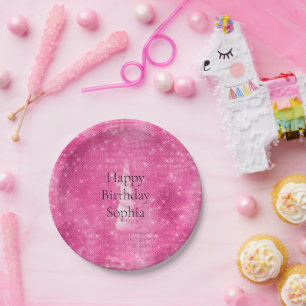 Sparkle Pink Glam Unicorn Geburtstag Pappteller