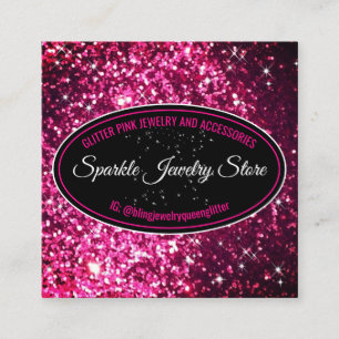 Sparkle Pink Glitz Glam Bling Quadratische Visitenkarte