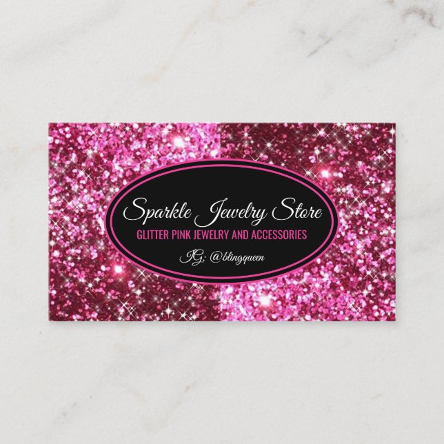 Sparkle Pink Glitz Glam Juwelier Visitenkarte (Vorderseite)
