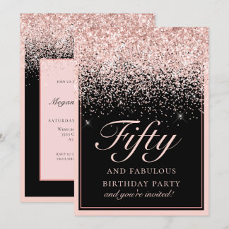 Sparkle Pink Glitzer Fünfzig und fabelhaft Geburts Einladung
