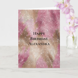 Sparkle Pink Gold Südwest Imitats Cowhide Birthday Karte