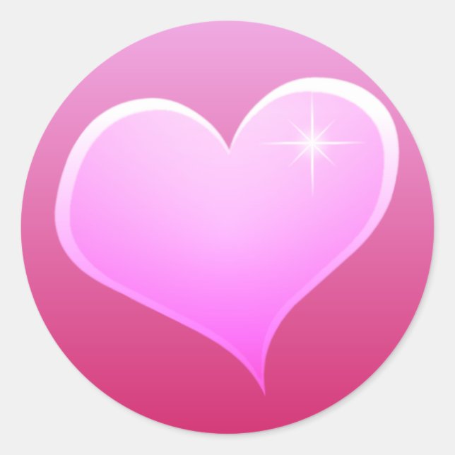 Sparkle Pink Heart Runder Aufkleber (Vorderseite)