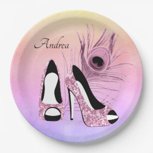 Sparkle Pink Pumps Extravagant Personalisiert Pappteller
