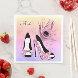 Sparkle Pink Pumps Extravagant Personalisiert Serviette