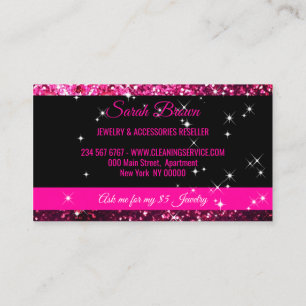 Sparkle Pink Schwarz Glitz Glam Starlust Licht Visitenkarte