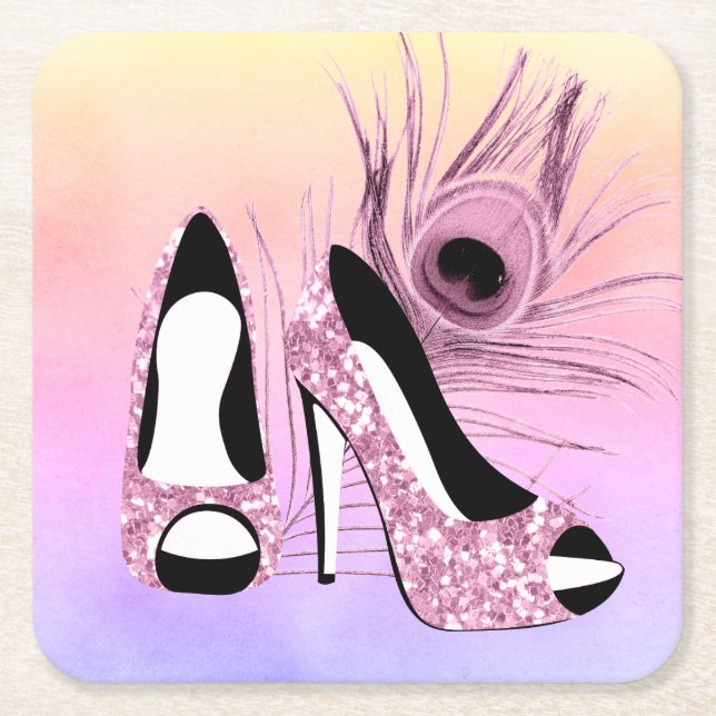 Sparkle Pumps Extravagant Rechteckiger Pappuntersetzer (Vorderseite)