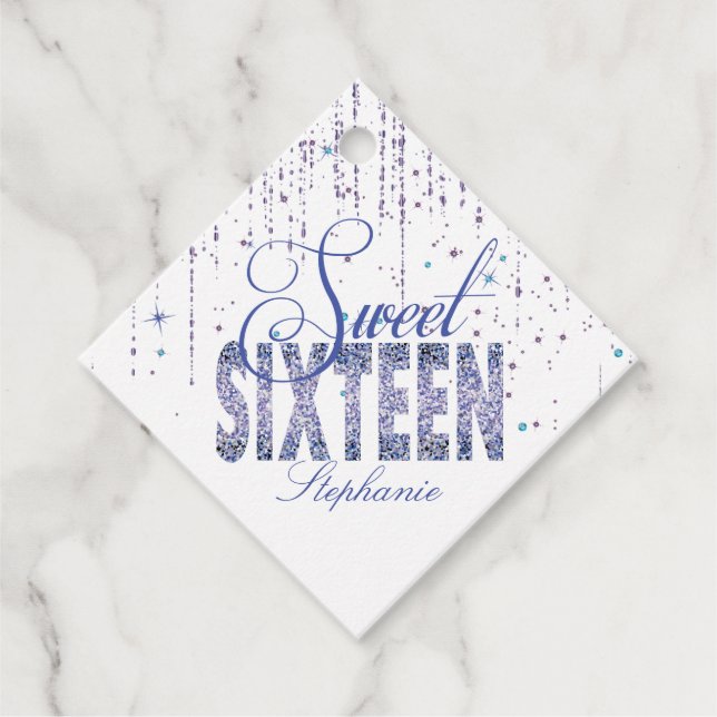 Sparkle Purple, Sweet 16 Geschenkanhänger (Vorderseite)