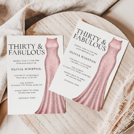 Sparkle Rose Gold Dress Womans 30. Geburtstag Part Einladung