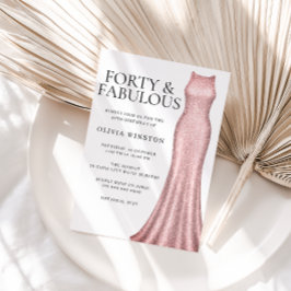 Sparkle Rose Gold Dress Womans 40. Geburtstag Part Einladung