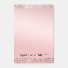 Sparkle Rose Gold Glam Brown Glitzer Post-it Klebezettel