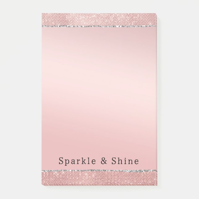Sparkle Rose Gold Glam Brown Glitzer Post-it Klebezettel (Vorderseite)