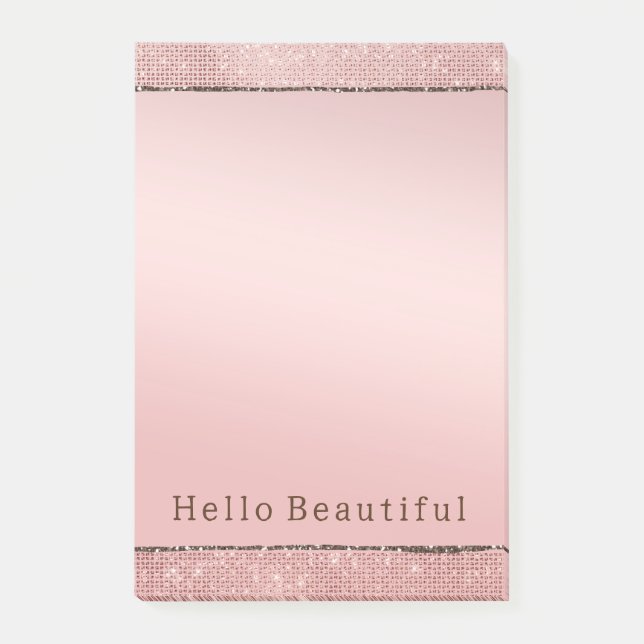 Sparkle Rose Gold Glam Brown Glitzer Post-it Klebezettel (Vorderseite)