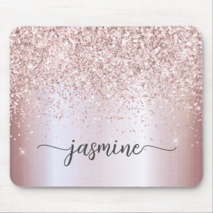 Sparkle Rose Gold Glitzer Metallischer Monogrammna Mousepad