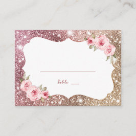 Sparkle Rose Gold Glitzer und Blumenhochzeit Platzkarte