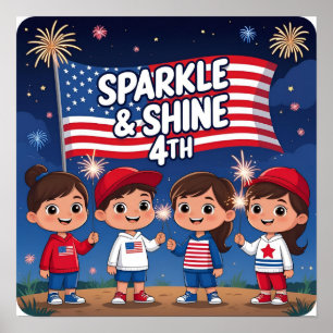Sparkle & Shine 4. Patriotic Kids Poster Print